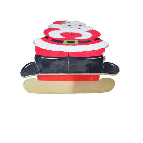 Vintage Santa Claus Sees Cardboard Candy Box Container 1950s Creases Stains - Picture 13 of 13